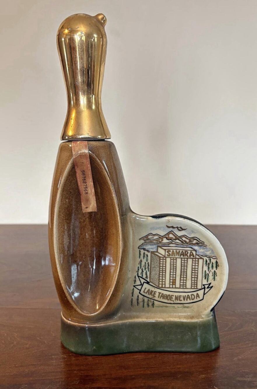 Jim Beam 1974 COLLECTORS Lake Tahoe Nevada Bowling Decanter EMPTY